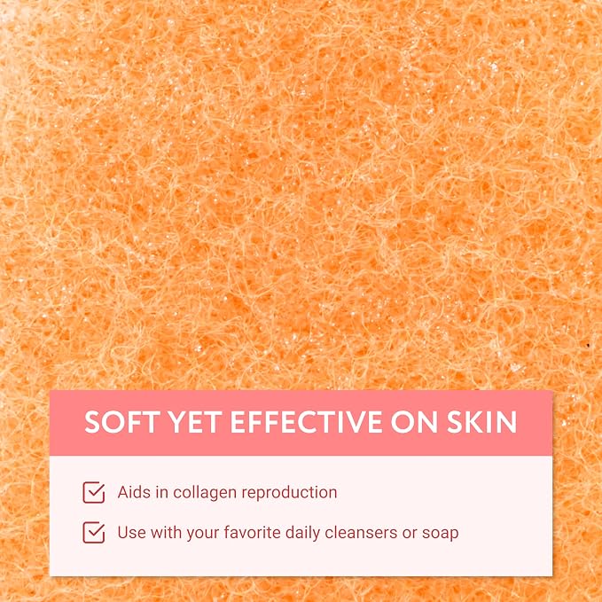 IMPRESA Facial Sponge - Daily Deep Cleansing Face Scrubber - Gentle Exfoliating Pads for Dead Skin Removal - Reusable Face Scrub Pads for Normal to Oily Skin (Natural, Regular)