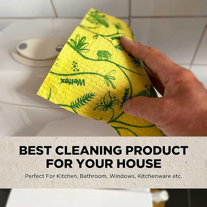 Wettex The Original Swedish Dishcloth for Kitchen 10 Pack | Reusable Paper Towels, Super Absorbent Sponge Cloths, Washable Dish Cloths, Biodegradable, Made in Sweden, Assorted Colors