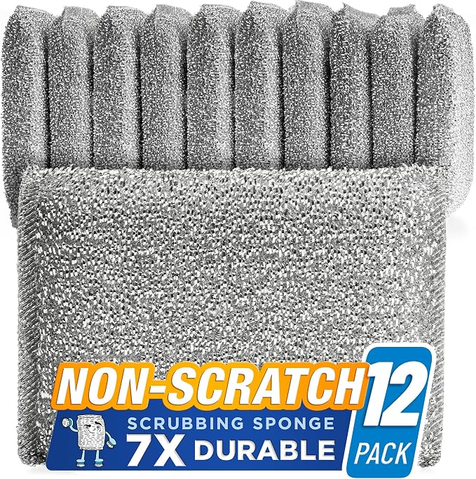 Kitchen Sponges for Dishes, Scouring Pads Non Scratch Scrubbers | Multi-surface non-metal dish scouring scrubbers for fast cleaning; heavy duty, non-scratch scrubbing sponges