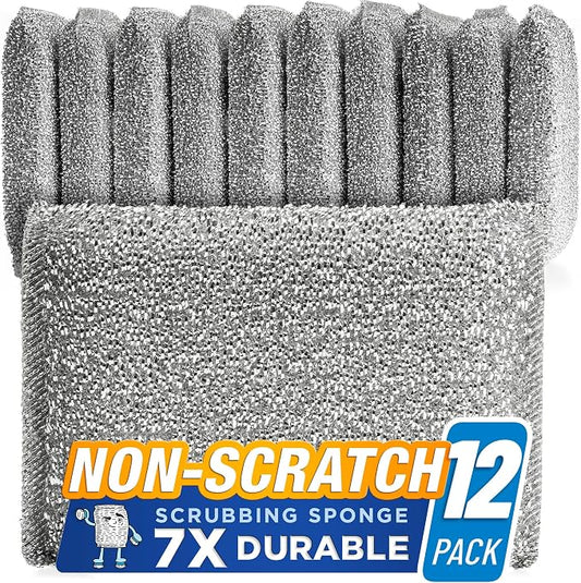 Kitchen Sponges for Dishes, Scouring Pads Non Scratch Scrubbers | Multi-surface non-metal dish scouring scrubbers for fast cleaning; heavy duty, non-scratch scrubbing sponges
