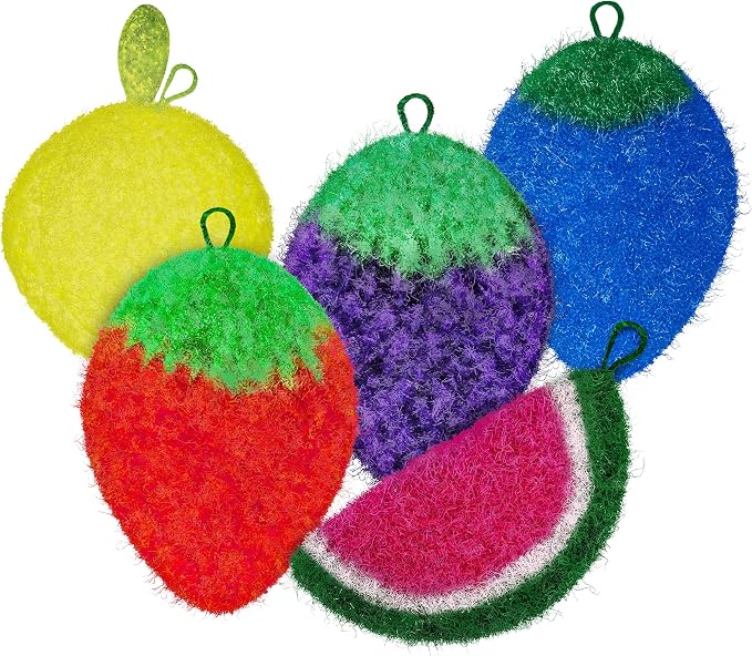 Dish Scrubbie Non-Scratch Dish Scrubber-Long Lasting & Odorless, Safe on Non-Stick, Cast Iron, Glass and Other Surfaces, Reusable Kitchen Sponge Alternative for Kitchen, Bathroom & Floors (Pack of 5)