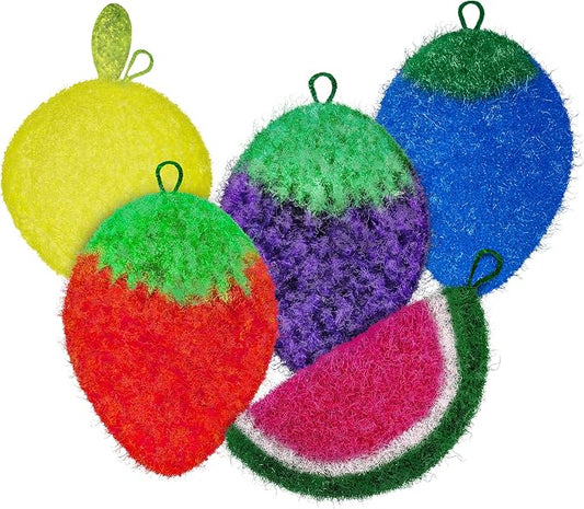 Dish Scrubbie Non-Scratch Dish Scrubber-Long Lasting & Odorless, Safe on Non-Stick, Cast Iron, Glass and Other Surfaces, Reusable Kitchen Sponge Alternative for Kitchen, Bathroom & Floors (Pack of 5)