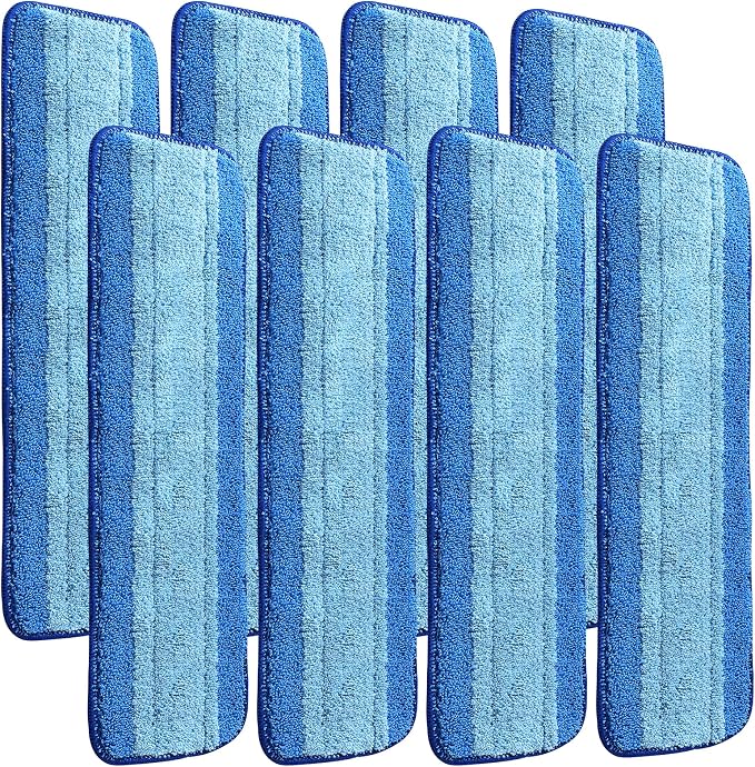 8 Pack Microfiber Cleaning Pads Compatible with Bona Mops, Safe for Hardwood and Hard-Surface Floors, Washable, Reusable