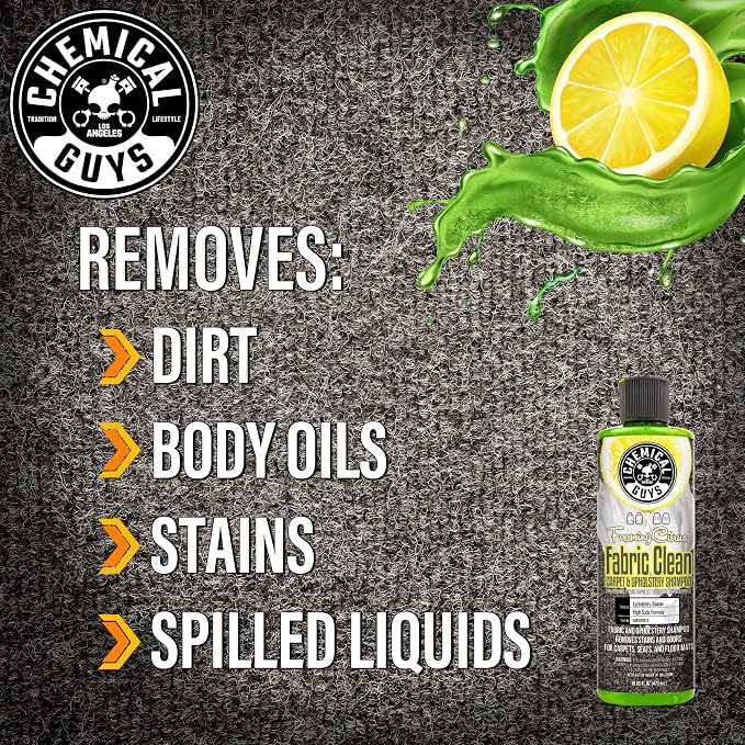 Chemical Guys, Foaming Citrus Fabric & Carpet Cleaner, Seats & Mats, 16 oz | High-foam cleaner lifts coffee, soda and food stains and odors from seats, carpet and floor mats, citrus scent