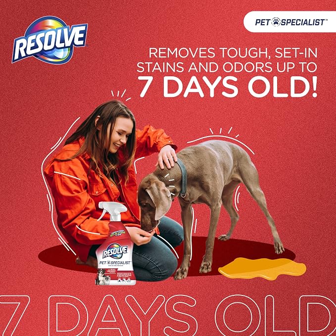 Resolve Pet Specialist Carpet Cleaner, Stain Remover and Odor eliminator trigger, Floor and Upholstery Cleaner, 32 oz (Packaging may Vary)