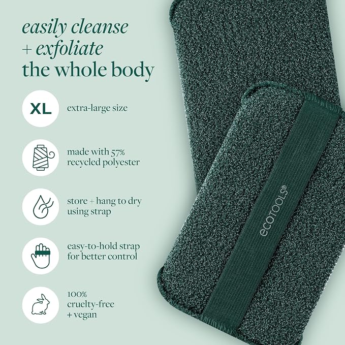 EcoTools XL Body Buffer, Exfoliating Body Scrubber, Large Sponge for Whole Body Cleansing, Quickly Remove Dry Skin, Eco-Friendly Bath Accessory for Men & Women, Cruelty-Free, 1 Count