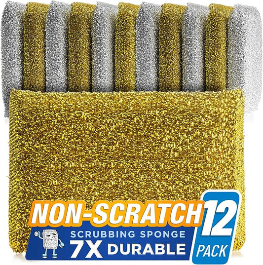 SPONGENATOR Kitchen Sponges for Dishes, Scouring Pads Non Scratch Scrubbers | Multi-surface non-metal dish scouring scrubbers in 2 colors for fast cleaning; heavy duty and non-scratch