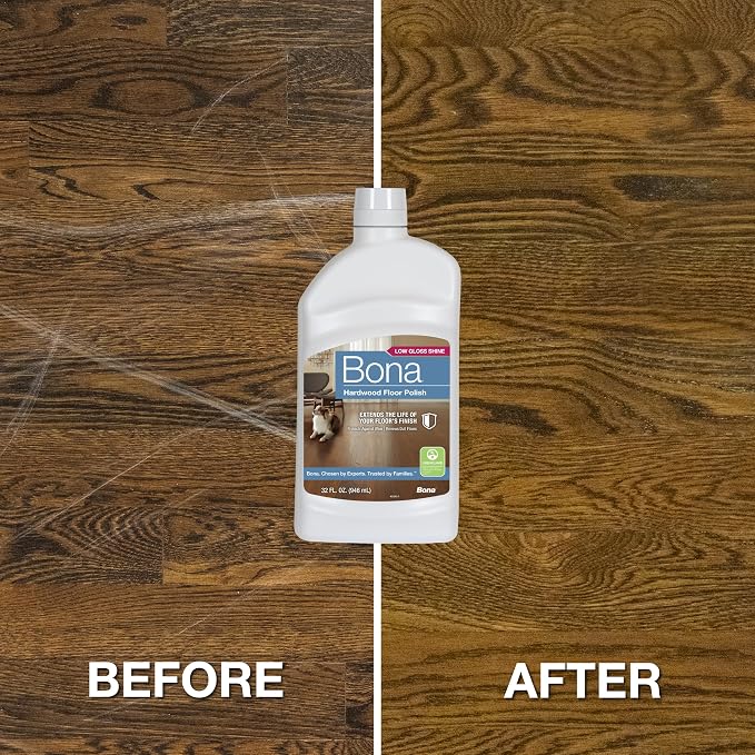 Bona Hardwood Floor Polish - 32 fl oz - Low Gloss Shine - Polish for Wood Floors - Protects and Renews Dull Flooring - Covers 500 sq ft (Pack of 2)