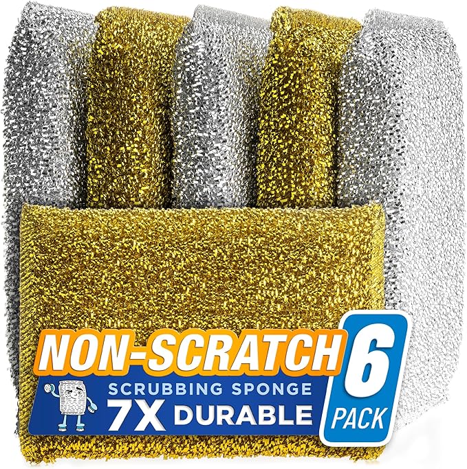 SPONGENATOR Kitchen Sponges for Dishes, Scouring Pads Non Scratch Scrubbers | Multi-surface non-metal dish scouring scrubbers in 2 colors for fast cleaning; heavy duty and non-scratch