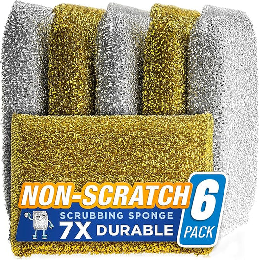 SPONGENATOR Kitchen Sponges for Dishes, Scouring Pads Non Scratch Scrubbers | Multi-surface non-metal dish scouring scrubbers in 2 colors for fast cleaning; heavy duty and non-scratch