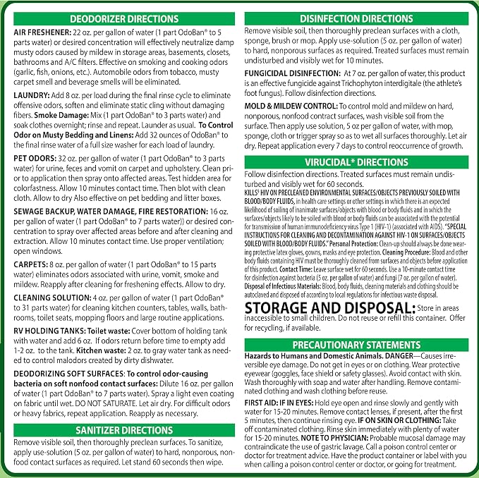 OdoBan Disinfectant Odor Eliminator and All Purpose Cleaner Concentrate, Original Eucalyptus Scent, 1 Gallon