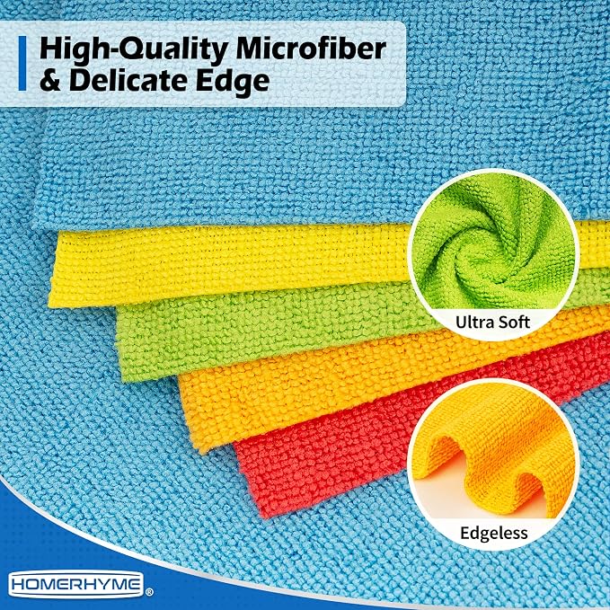 Microfiber Cleaning Cloth, 100 Pack Cleaning Rags Microfiber Towel Bulk Absorbent Lint-Free Wash Cloths, All-Purpose Shop Towels for Cars, Automotive, Garage, Home & Kitchen 11.5"*11.5"