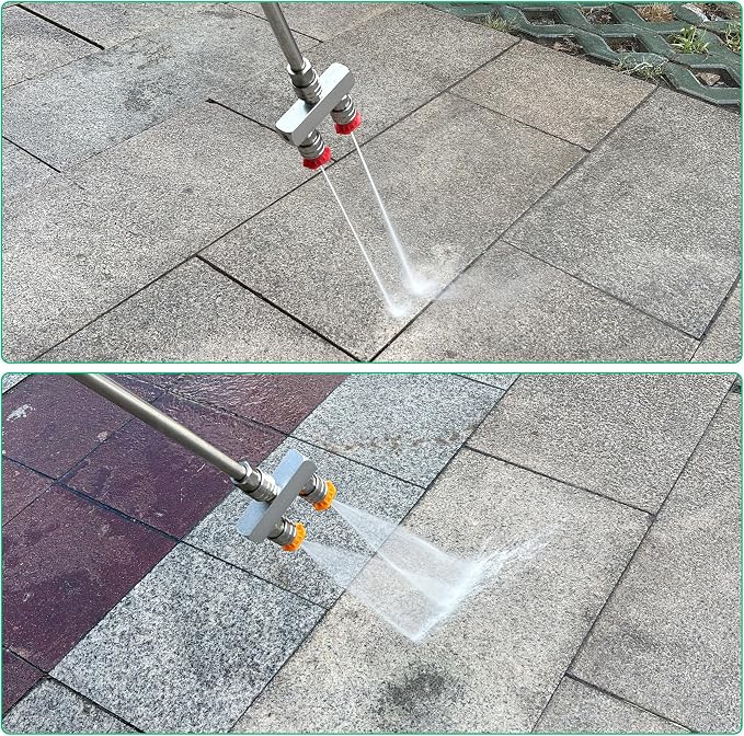 2-in-1 Pressure Washer Tips, 8 Nozzles, 1/4" Quick Connect | Dual Nozzle Body with 0°/15°/25°/40° Spray Tips for Cars, Driveways, Patios, and Suitable Hard-Surface Rinsing