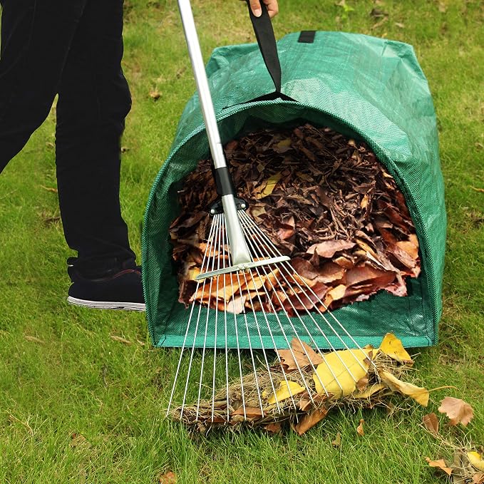Gardzen 2 Pack 53 Gallon Dustpan Style Yard Waste Bags Reusable | Collapsible Garden Leaf Bags with Leaf Collector Design for Leaves, Grass Clippings and Lawn Debris Cleanup