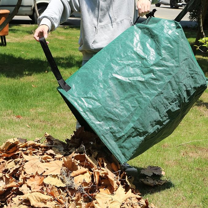Gardzen 12 Tines Gardening Leaf Rake | Lightweight Steel Handle, Detachable, Ideal Camp Rake, Comes with Dustpan-Type Garden Bag - Yellow