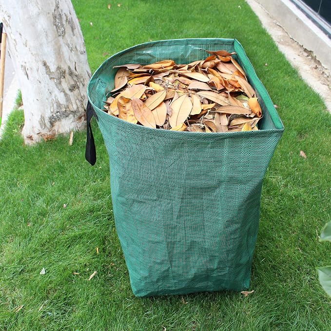 Gardzen 2 Pack 53 Gallon Dustpan Style Yard Waste Bags Reusable | Collapsible Garden Leaf Bags with Leaf Collector Design for Leaves, Grass Clippings and Lawn Debris Cleanup