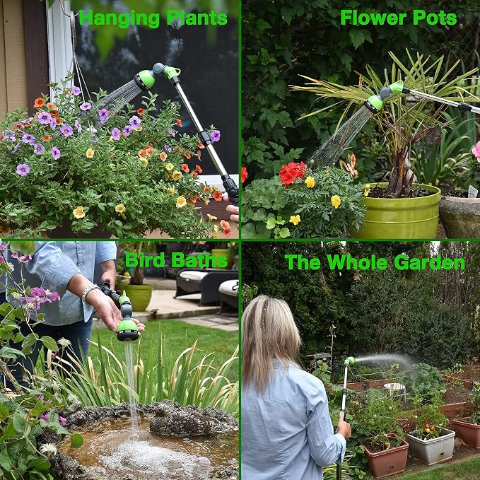 Watering Wand 18"- 24", Zinc Alloy Handle, Stainless Steel Tube, Ratcheting Head, Thumb Control and Soft Handle.