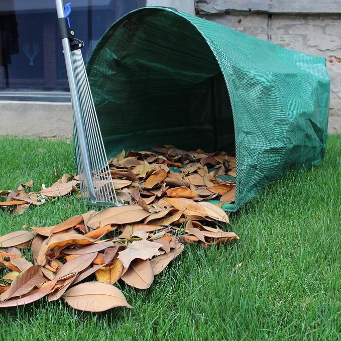 Gardzen 2 Pack 53 Gallon Dustpan Style Yard Waste Bags Reusable | Collapsible Garden Leaf Bags with Leaf Collector Design for Leaves, Grass Clippings and Lawn Debris Cleanup
