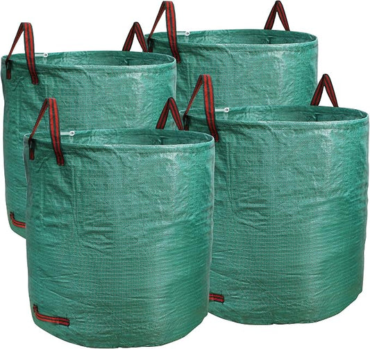 Professional 4-Pack 132 Gallon Gardening Bags for Lawn Yard, Extra Large Reusable Leaf Bags, Waste and Trash Container | Extra Large Garden Waste Bags for Lawn Cleanup, Holds Leaves, Grass Clippings with Durable Reusable Design