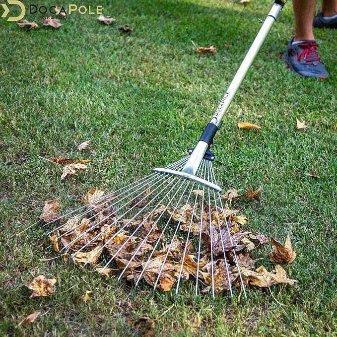 DOCAZOO Roof Rake Gardening Pole Attachment | Roof Rake Attachment for Extension Poles - Clears Leaves & Debris from Roofs and Gutters