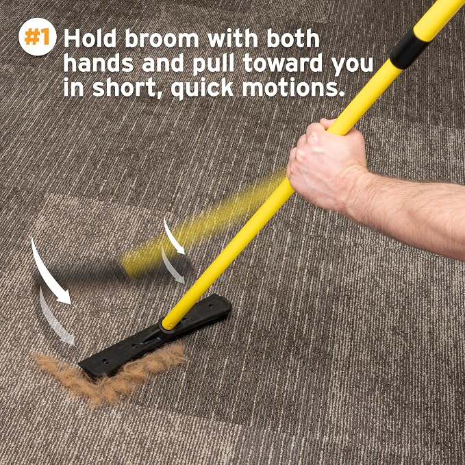 FURemover Pet Hair Removal Rubber Broom, 61" Telescopic Handle | Multi-Surface Rubber Broom with Built in Squeegee Edge, Sweeps up Fur, Hair, and Debris on Tile, Wood, Vinyl, and Carpet