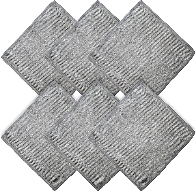 WHOOSH Microfiber Cleaning Cloth, 6 Pack, 6 x 6 in, Grey | Suitable for TV, Car Screen, Computer, MacBook and Watches, Machine Washable