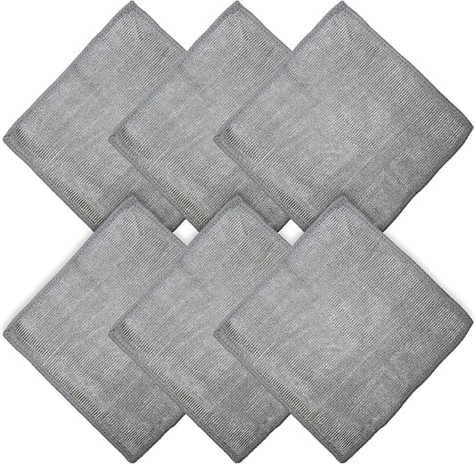 WHOOSH Microfiber Cleaning Cloth, 6 Pack, 6 x 6 in, Grey | Suitable for TV, Car Screen, Computer, MacBook and Watches, Machine Washable